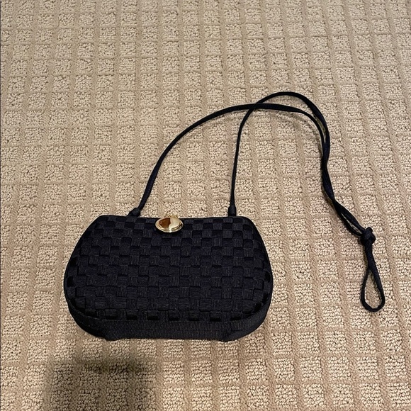 Talbots Handbags - Talbots Navy Blue Woven Shoulder Bag